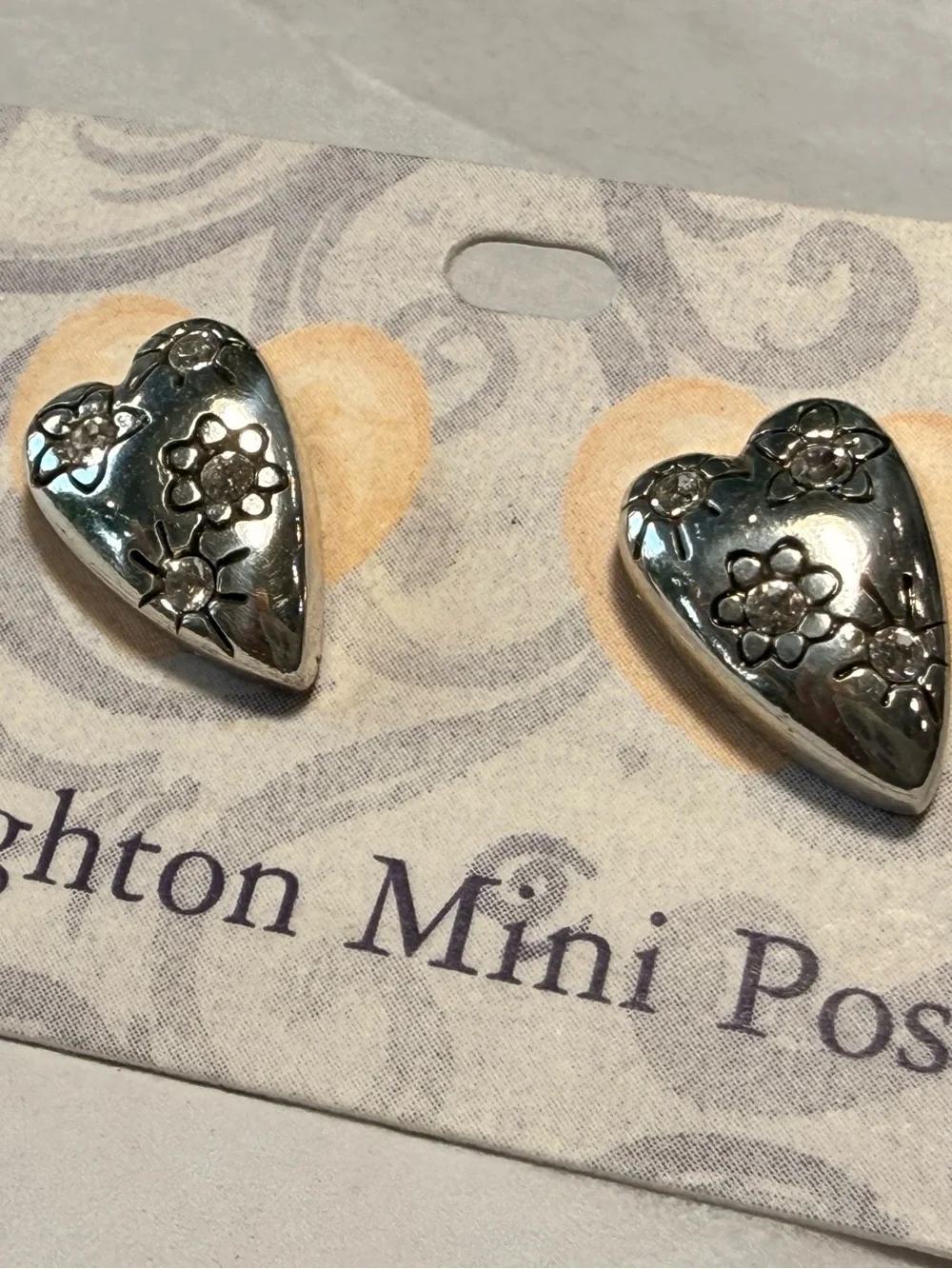 Brighton Sparkling Heart Silver-Tone Crystal Pierced Post Earrings
